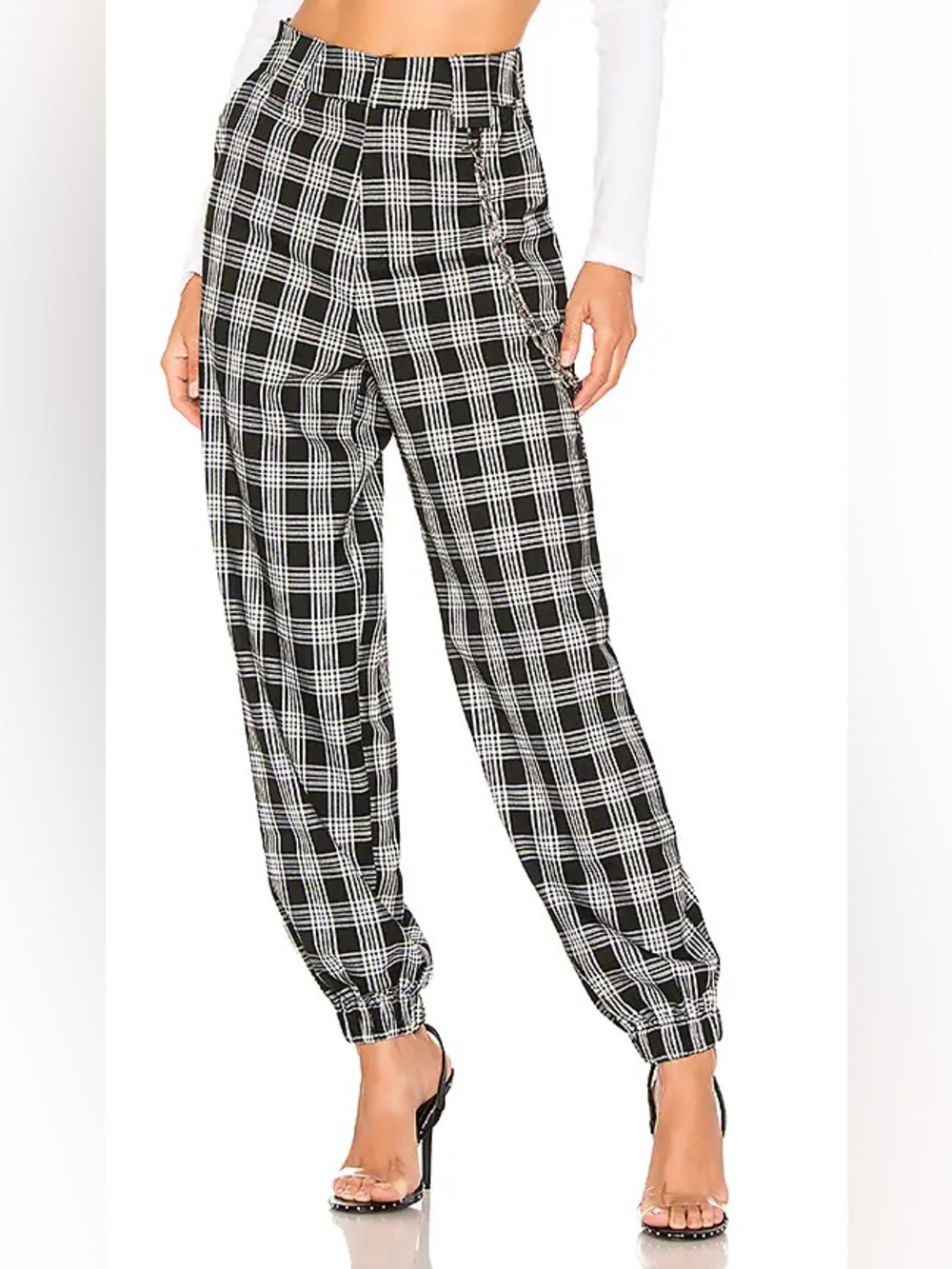 I.AM.GIA Black & White Plaid Jogger Trousers